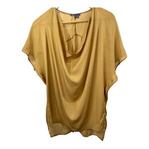 VINCE. Women's Draped Cowl Neck Dolman Sleeve Blouse Yellow Size Small
